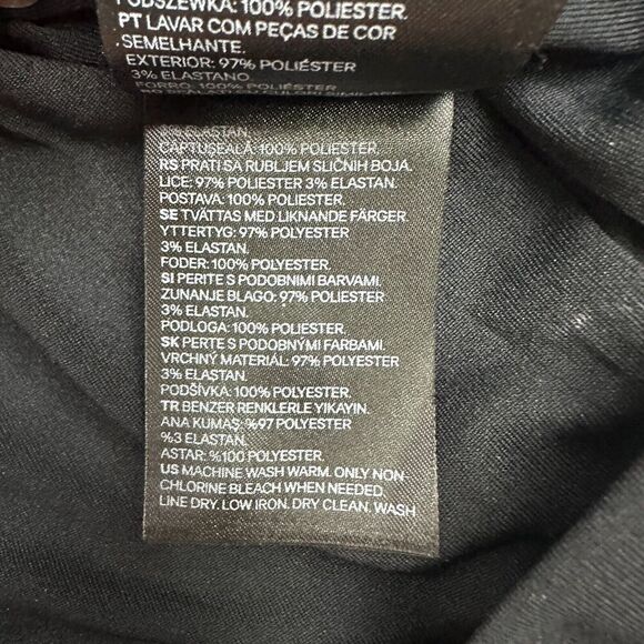 H&M Black Floral Sheath Dress Belt Tie Waist Keyhole Back High Neck Sz 4 Career - Picture 11 of 14